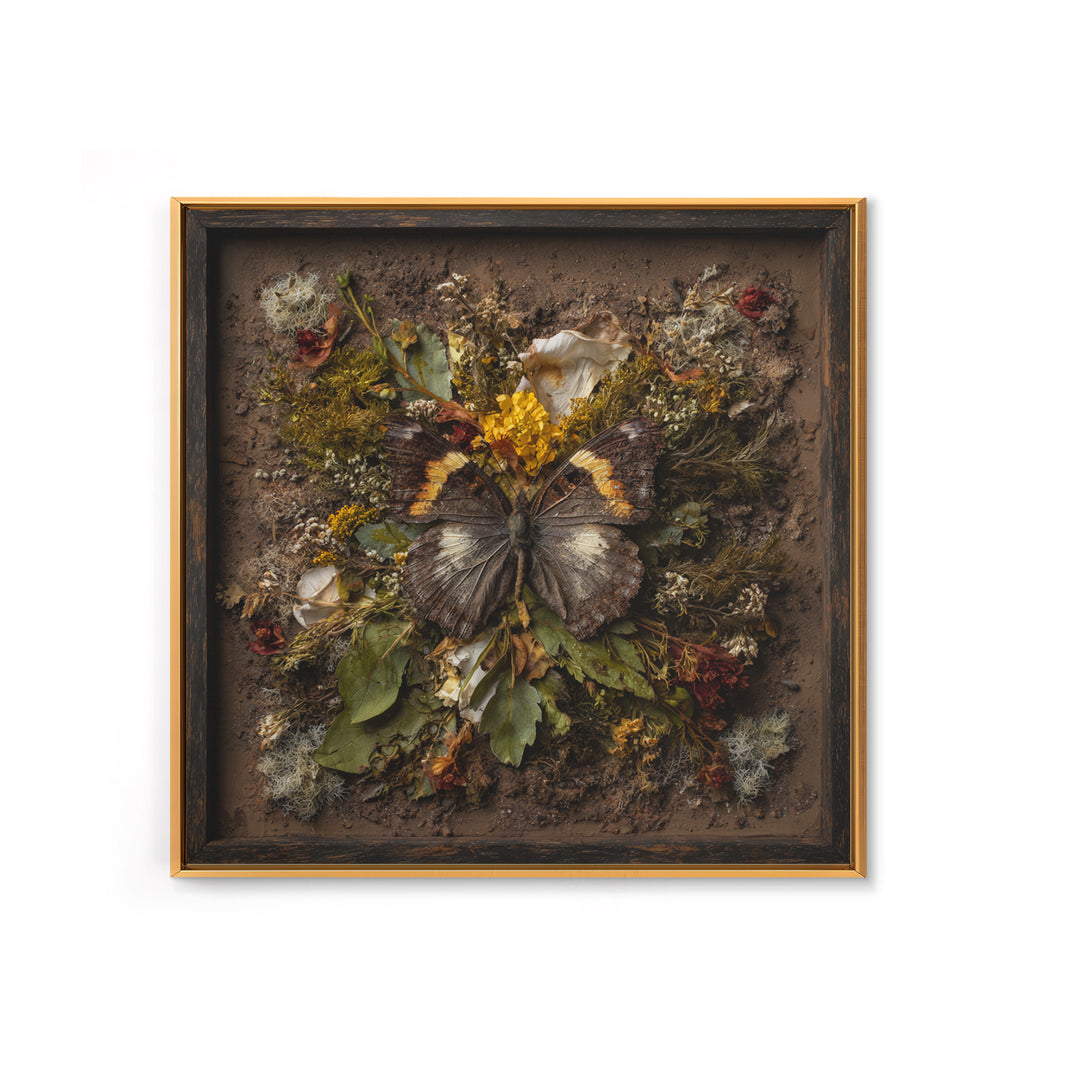 Butterfly Specimen Composition Framed Canvas Print, Animal Art, Cat Art, Living Room Decor, Fine Art, Creature, Art Print, ANI-1x1-71