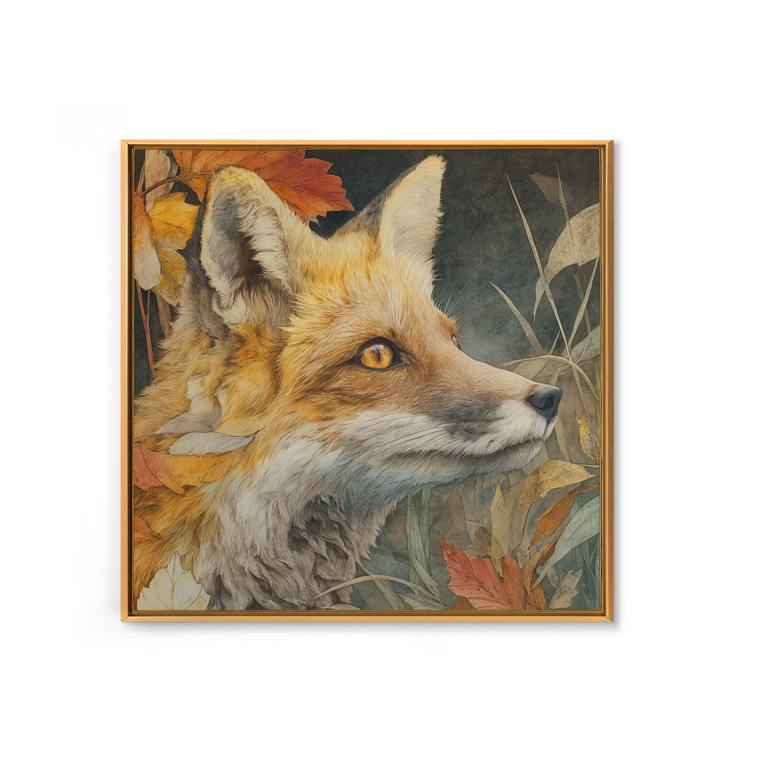 Dignified Fox Portrait Framed Canvas Print, Animal Art, Art Print, Living Room Decor, Fine Art, Creature, Digital Art, ANI-1x1-73