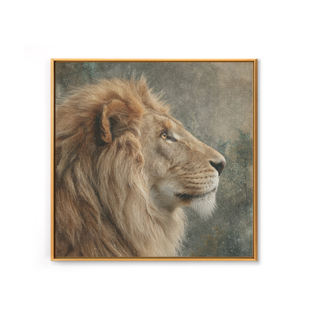 Regal Lion Profile Canvas Print, Animal Art, Textured Painting, Living Room Decor, Fine Art, Creature, Printable Wall Art, ANI-1x1-81