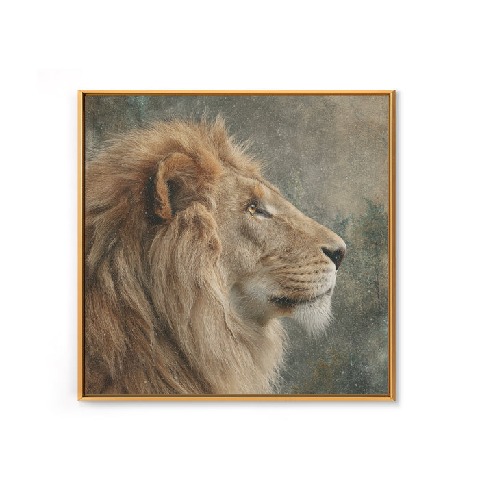 Regal Lion Profile Canvas Print, Animal Art, Textured Painting, Living Room Decor, Fine Art, Creature, Printable Wall Art, ANI-1x1-81