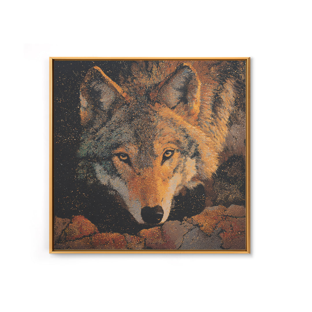 Wolf Silhouette Beneath a Star Filled Sky Canvas Print, Animal Art, Colorful Wall Art, Living Room Decor, Fine Art, Creature, ANI-1x1-94