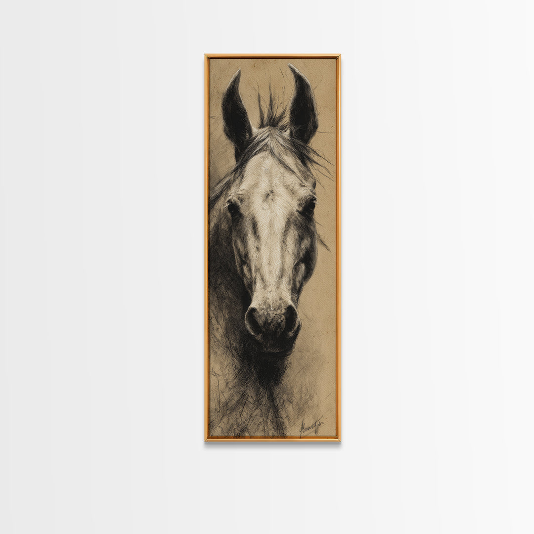 Majestic Horse Head Framed Canvas Print, Animal Art, Home Decor, Living Room Decor, Abstract Art, Creature, Art Deco, ANI-1x3-15