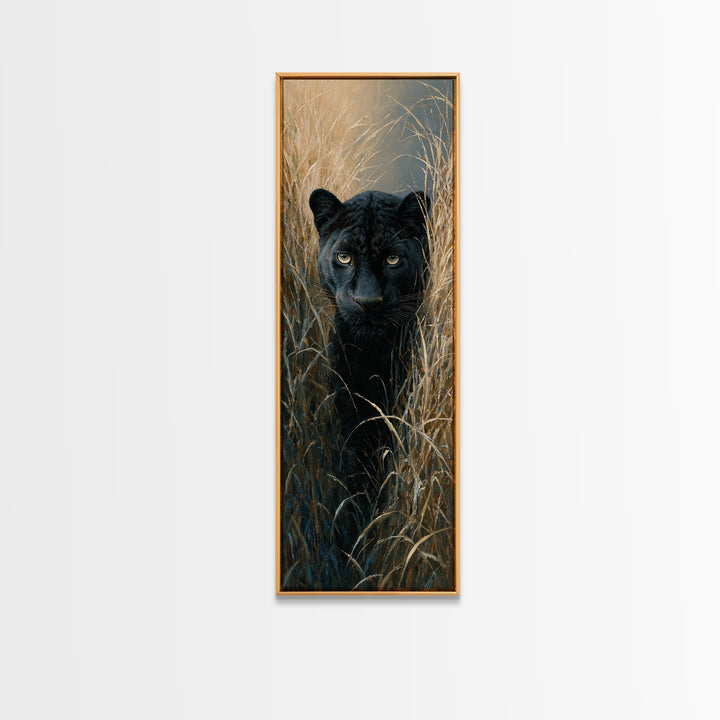 Dramatic Black Panther Emerging from Deep Jungle Canvas Print, Animal Art, Safari Nursery Decor, Living Room Decor, Creature, ANI-1x3-18