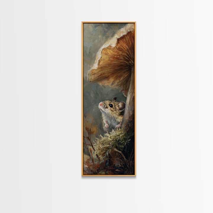 Tiny Field Mouse Canvas Print, Animal Art, Boho Wall Art, Living Room Decor, Fine Art, Creature, Statement Artwork, Boho Decor, ANI-1x3-22