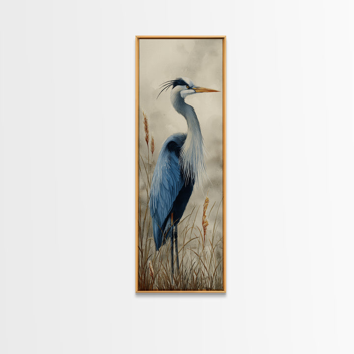 Blue Heron Standing Canvas Print, Animal Art, Wall Decor, Living Room Decor, Fine Art, Creature, Nursery Wall Art, ANI-1x3-23