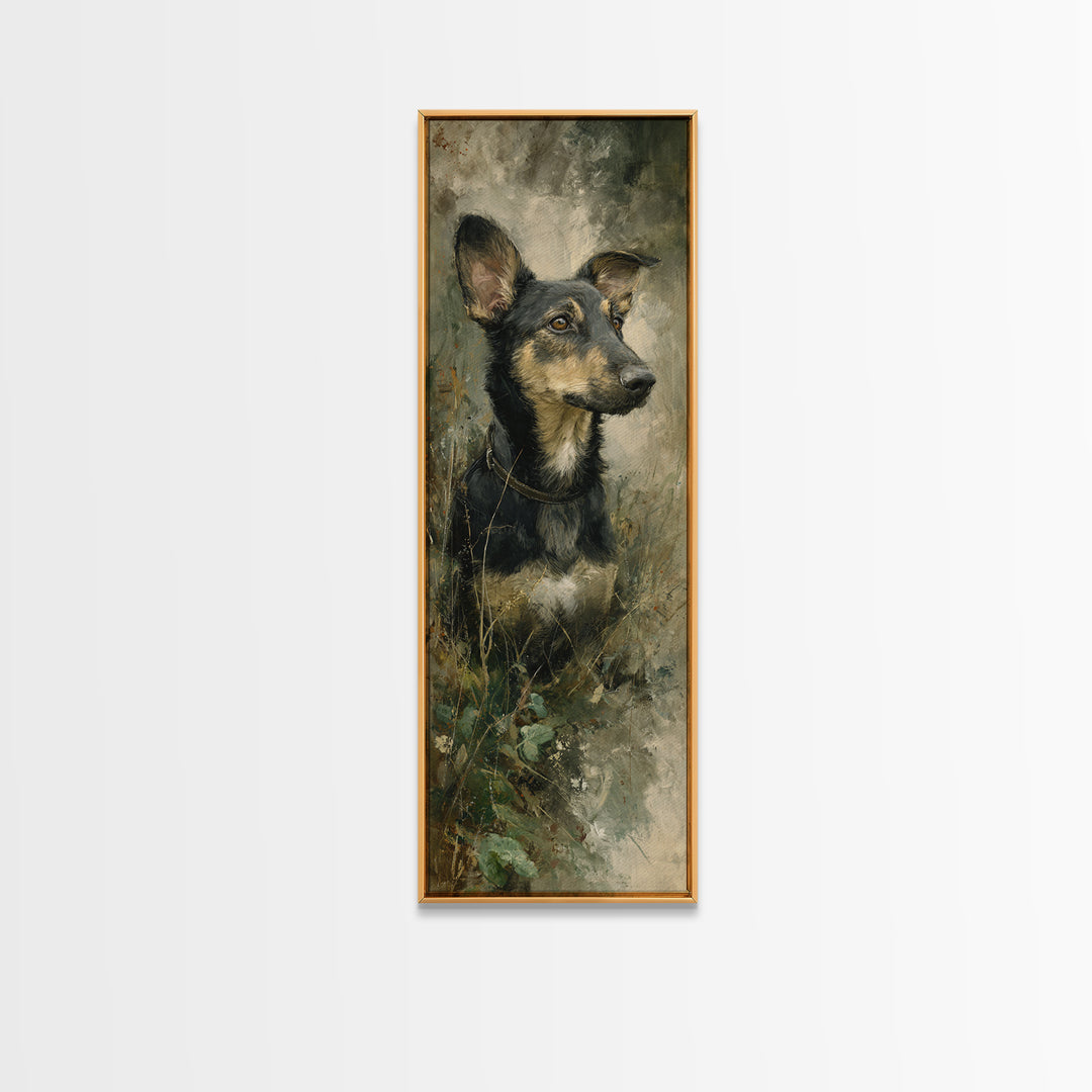Dog Portrait with Painterly Collar and Loyal Canvas Print, Animal Art, Wall Decor, Living Room Decor, Oil Painting, Creature, ANI-1x3-25
