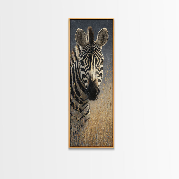 Zebra Portrait with Bold Graphic Stripe Pattern Canvas Print, Animal Art, Safari Nursery Decor, Living Room Decor, Creature, ANI-1x3-5