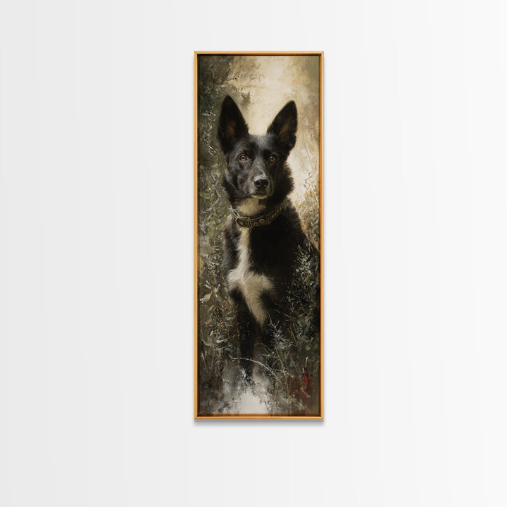 Dog Portrait with Painterly Collar and Loyal Canvas Print, Animal Art, Digital Prints, Living Room Decor, Fine Art, Creature, ANI-1x3-73