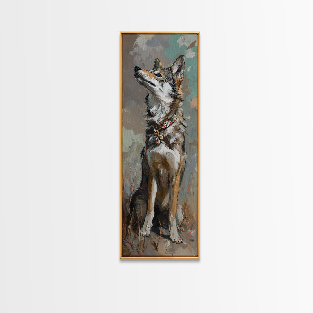 Dog Portrait with Painterly Collar and Loyal Canvas Print, Animal Art, Trendy Wall Art, Living Room Decor, Fine Art, Creature, ANI-1x3-97