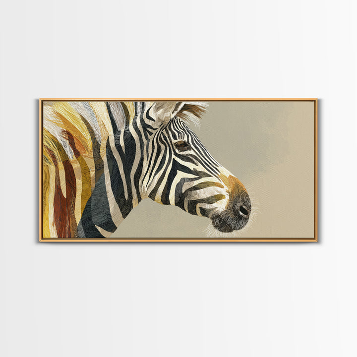 Zebra Portrait with Bold Graphic Stripe Pattern Canvas Print, Animal Art, Minimalist Decor, Living Room Decor, Creature, ANI-2x1-13