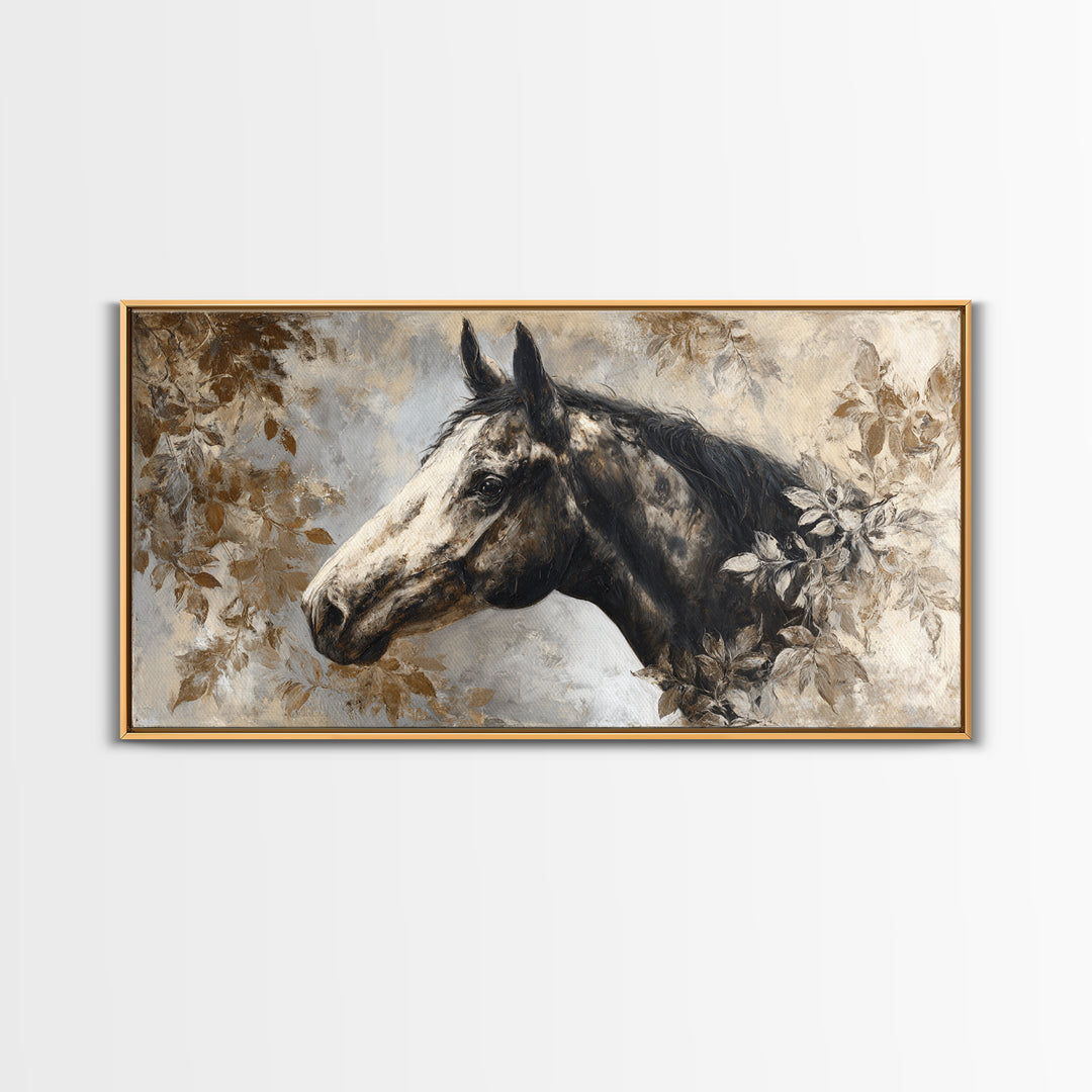 Majestic Horse Head Canvas Print, Animal Art, Digital Wall Art, Living Room Decor, Oil Painting, Creature, Modern Wall Art, ANI-2x1-47