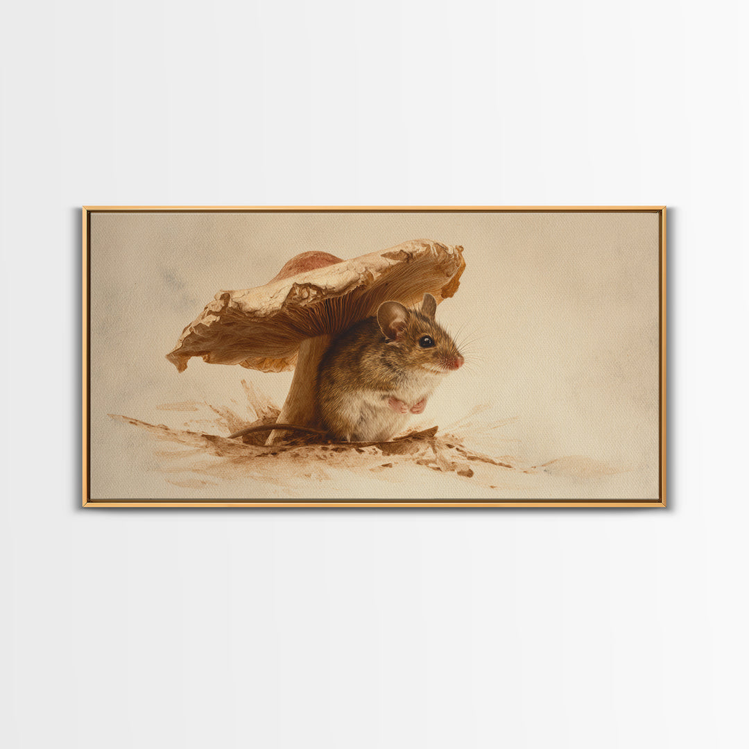 Tiny Field Mouse Canvas Print, Animal Art, Contemporary Art, Living Room Decor, Fine Art, Creature, Digital Wall Art, ANI-2x1-54