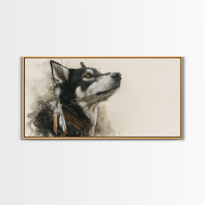 Dog Portrait with Painterly Collar and Loyal Canvas Print, Animal Art, Wall Decor, Living Room Decor, Oil Painting, Creature, ANI-2x1-57