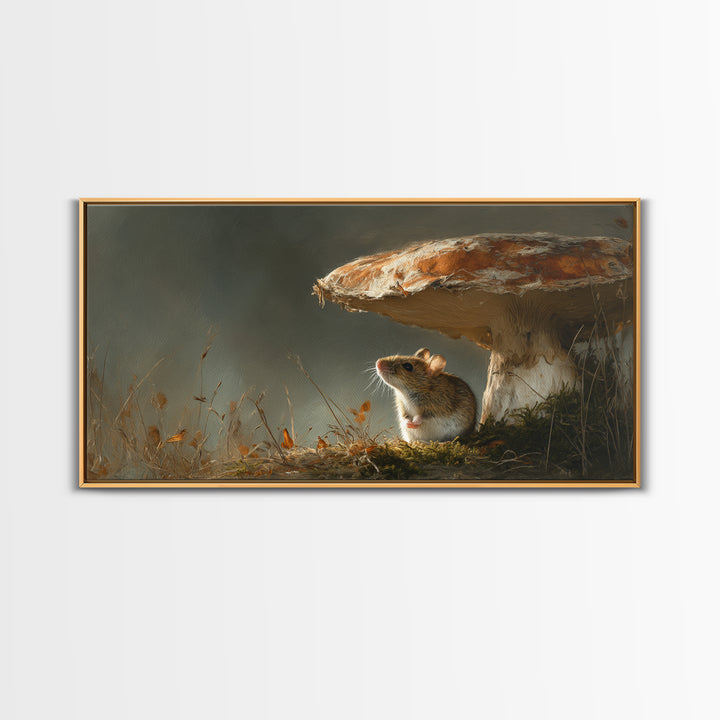 Tiny Field Mouse Framed Canvas Print, Animal Art, Luxury Decor, Living Room Decor, Fine Art, Creature, Digital Art, Printable, ANI-2x1-6