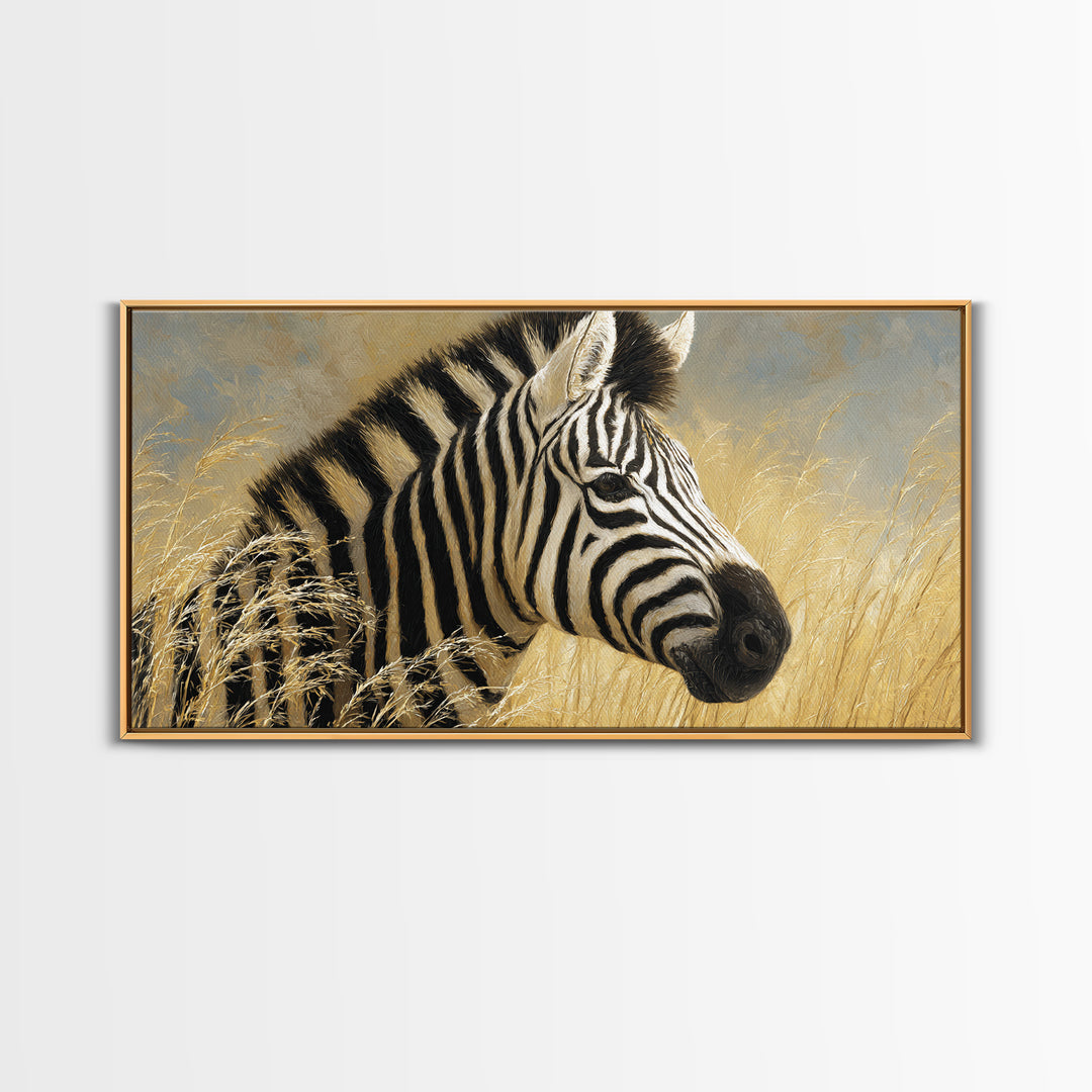 Zebra Portrait with Bold Graphic Stripe Pattern Canvas Print, Animal Art, Decor, Living Room Decor, Fine Art, Creature, ANI-2x1-61
