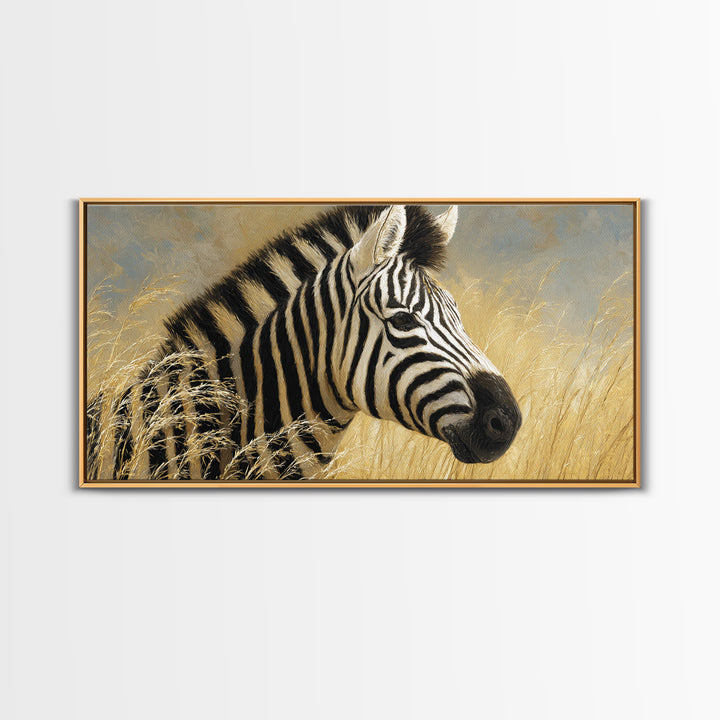 Zebra Portrait with Bold Graphic Stripe Pattern Canvas Print, Animal Art, Decor, Living Room Decor, Fine Art, Creature, ANI-2x1-61