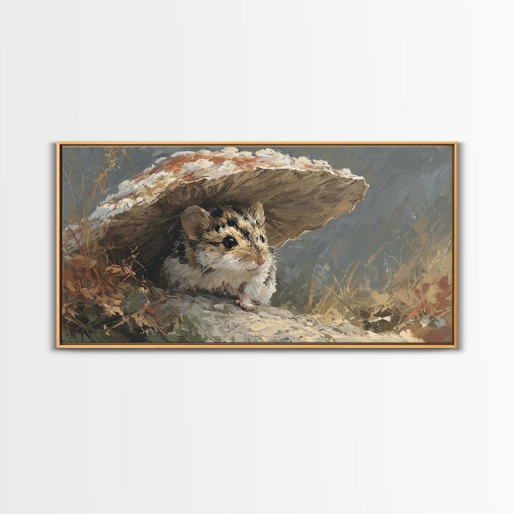 Tiny Field Mouse Canvas Print, Animal Art, Contemporary Art, Living Room Decor, Fine Art, Creature, Digital Wall Art, ANI-2x1-78