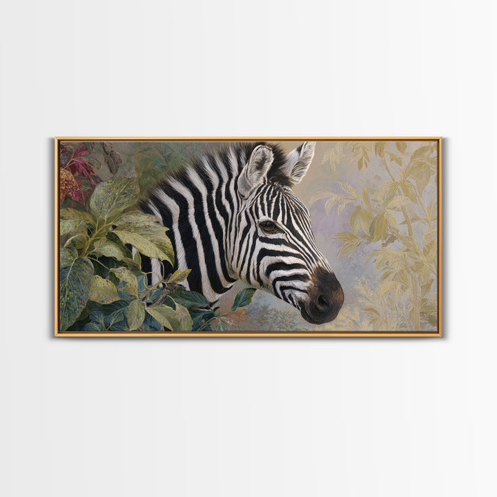 Zebra Portrait with Bold Graphic Stripe Pattern Canvas Print, Animal Art, Original Painting, Living Room Decor, Creature, ANI-2x1-85