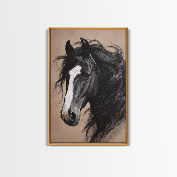 Majestic Horse Head Canvas Print, Animal Art, Downloadable Art, Living Room Decor, Abstract Art, Creature, Minimalist Decor, ANI-2x3-11