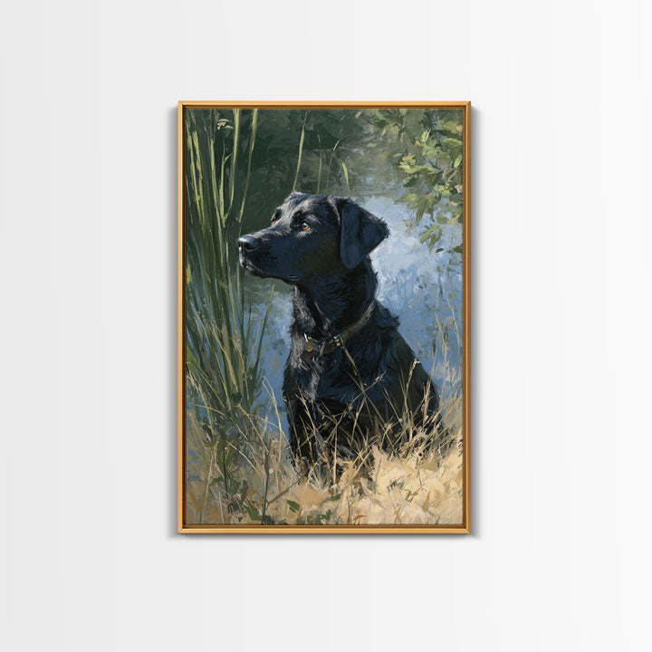 Dog Portrait with Painterly Collar and Loyal Framed Canvas Print, Animal Art, Contemporary Art, Living Room Decor, Creature, ANI-2x3-21