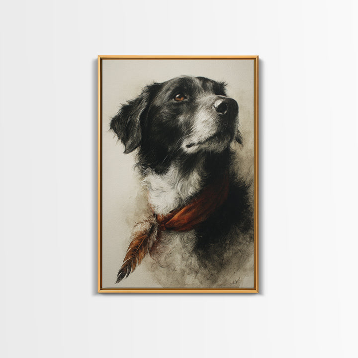Dog Portrait with Painterly Collar and Loyal Canvas Print, Animal Art, Digital Prints, Living Room Decor, Fine Art, Creature, ANI-2x3-45