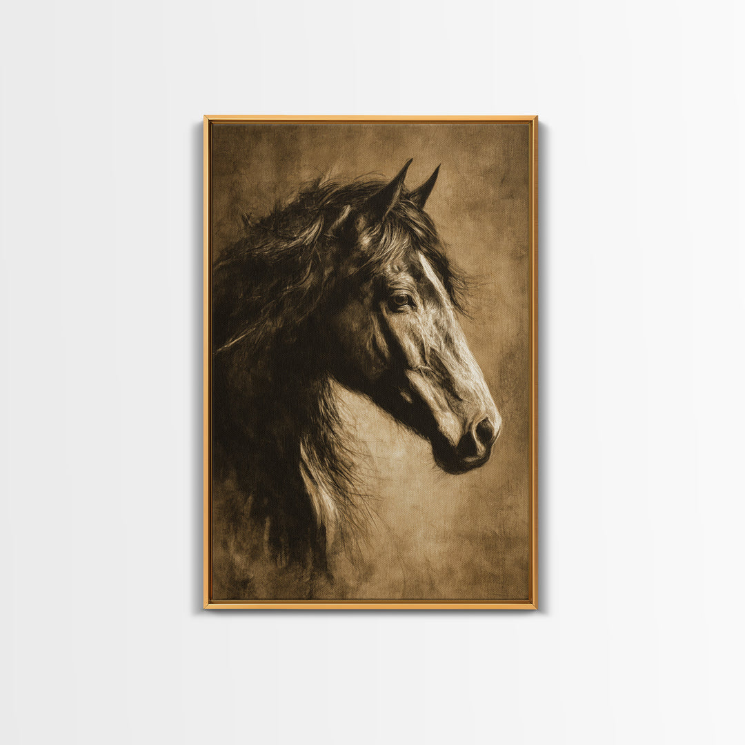 Majestic Horse Head Framed Canvas Print, Animal Art, Wall Decor, Living Room Decor, Oil Painting, Creature, Nursery Wall Art, ANI-2x3-59