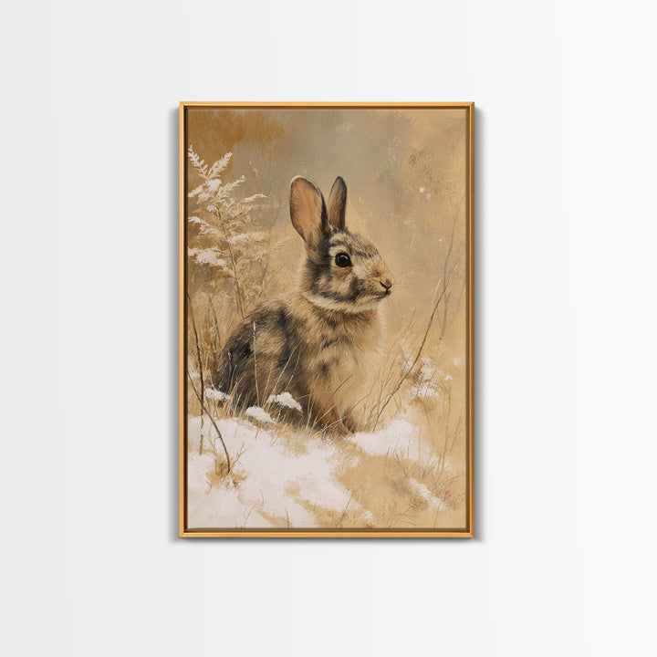Curious Rabbit in a Soft Watercolor Meadow Canvas Print, Animal Art, Printable Wall Art, Living Room Decor, Fine Art, Creature, ANI-2x3-61