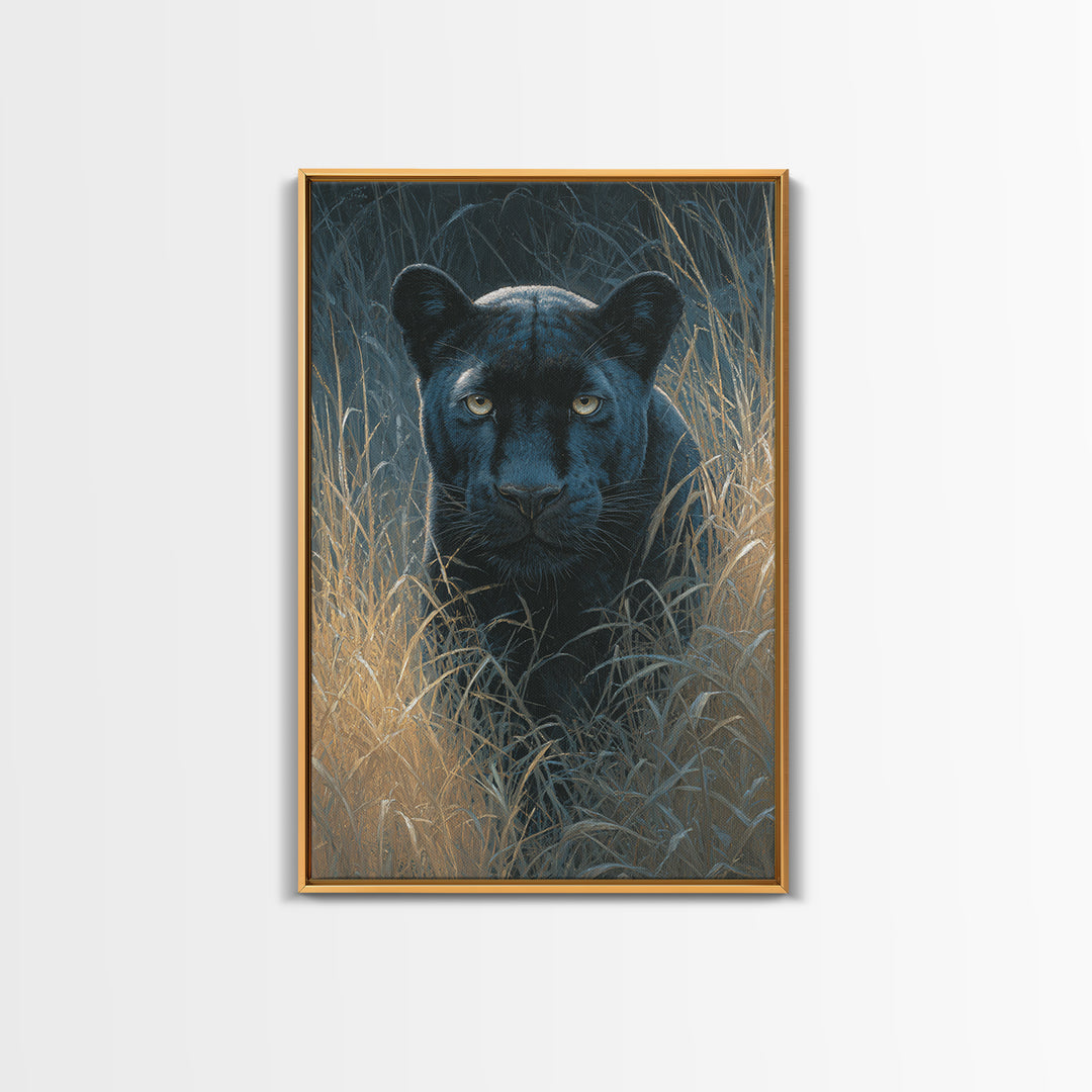 Dramatic Black Panther Emerging from Deep Jungle Canvas Print, Animal Art, Print, Living Room Decor, Abstract Art, Creature, ANI-2x3-62