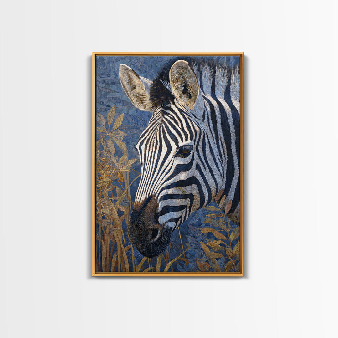 Zebra Portrait with Bold Graphic Stripe Pattern Canvas Print, Animal Art, Digital Wall Art, Living Room Decor, Creature, ANI-2x3-73