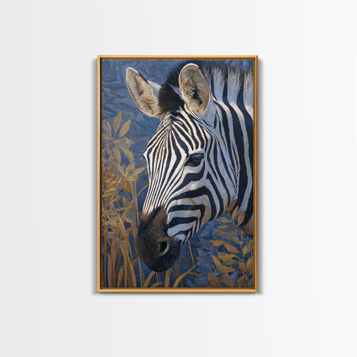 Zebra Portrait with Bold Graphic Stripe Pattern Canvas Print, Animal Art, Digital Wall Art, Living Room Decor, Creature, ANI-2x3-73