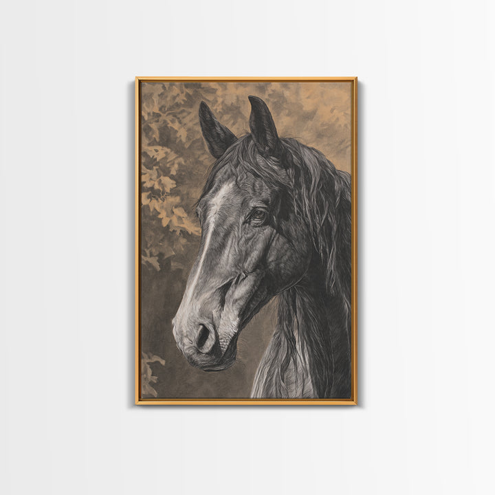 Majestic Horse Head Framed Canvas Print, Animal Art, Original Art, Living Room Decor, Abstract Art, Creature, ANI-2x3-83