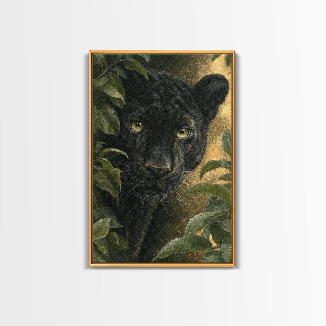 Dramatic Black Panther Emerging from Deep Jungle Canvas Print, Animal Art, Print, Living Room Decor, Abstract Art, Creature, ANI-2x3-86