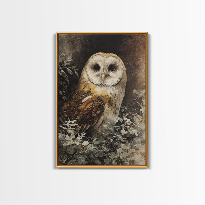 Owl with Moonlit Feathers and Celestial Accents Canvas Print, Animal Art, Printable Art, Living Room Decor, Oil Painting, ANI-2x3-95