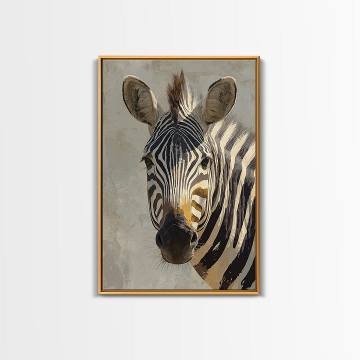 Zebra Portrait with Bold Graphic Stripe Pattern Canvas Print, Animal Art, Digital Wall Art, Living Room Decor, Creature, ANI-2x3-97