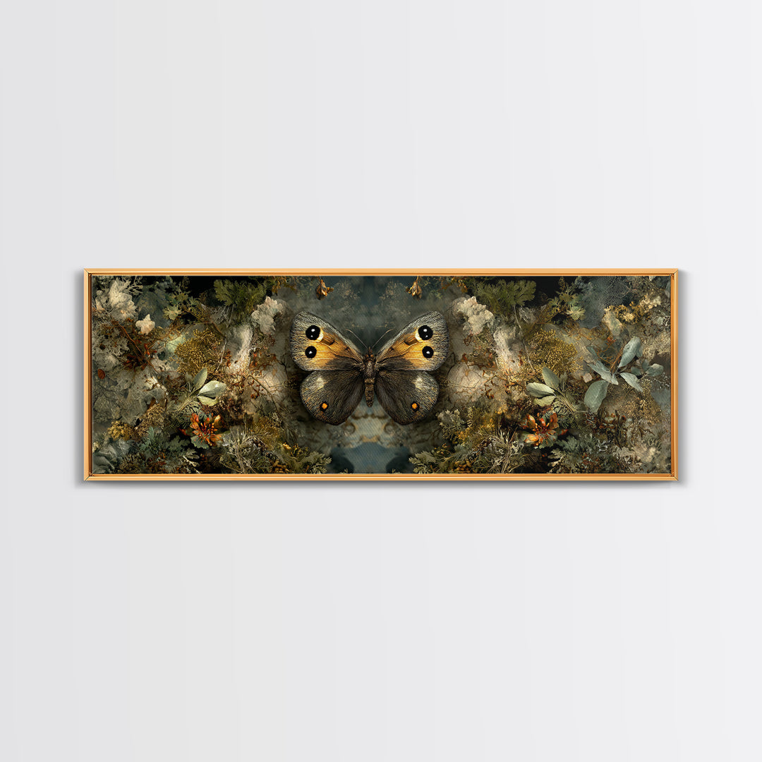 Butterfly Specimen Composition Framed Canvas Print, Animal Art, Trendy Wall Art, Living Room Decor, Fine Art, Creature, ANI-3x1-15