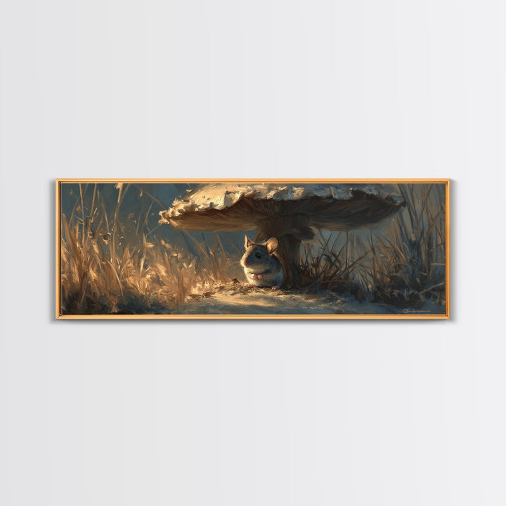 Tiny Field Mouse Framed Canvas Print, Animal Art, Digital Prints, Living Room Decor, Fine Art, Creature, Printable Art, ANI-3x1-2