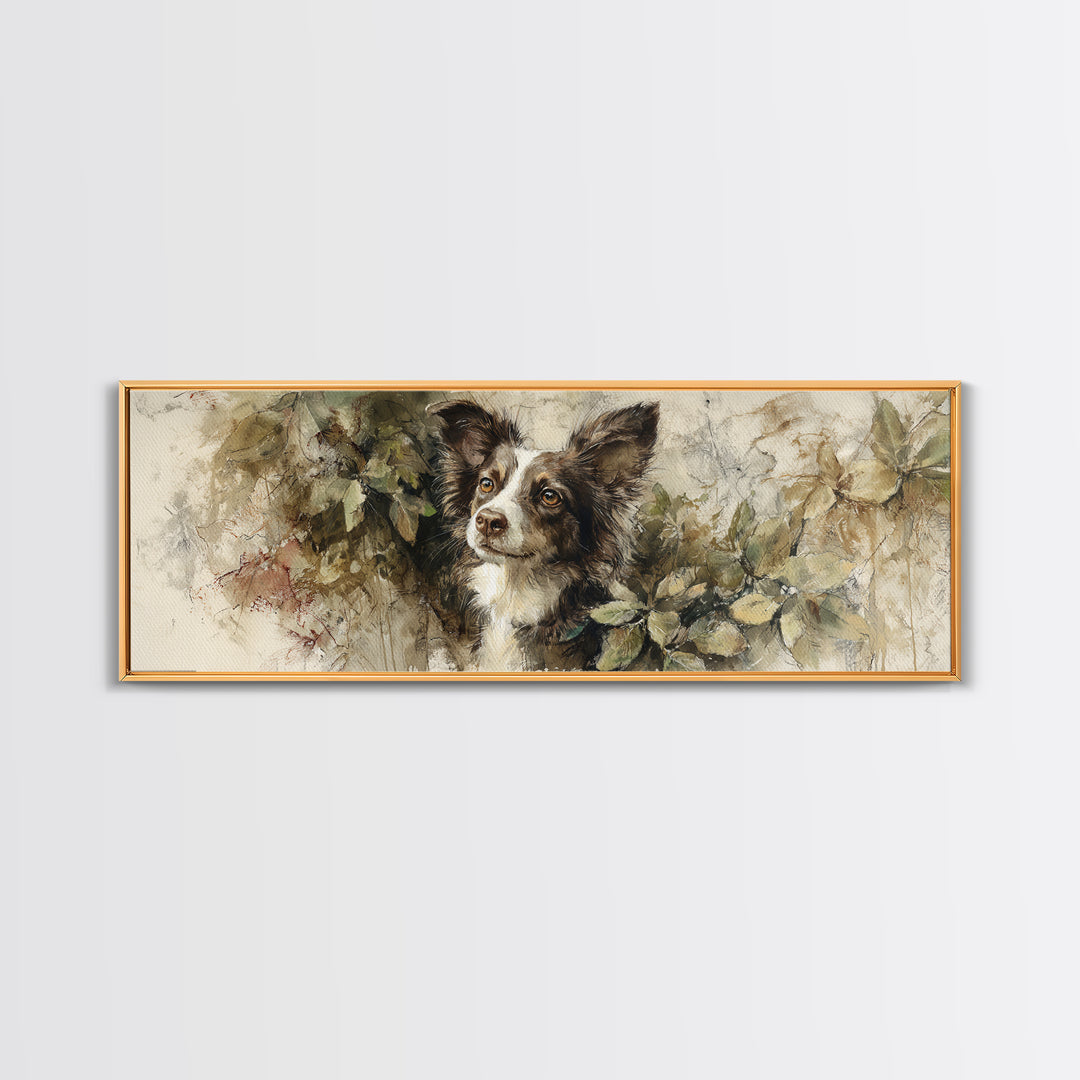 Dog Portrait with Painterly Collar and Loyal Canvas Print, Animal Art, Original Art, Living Room Decor, Fine Art, Creature, ANI-3x1-29