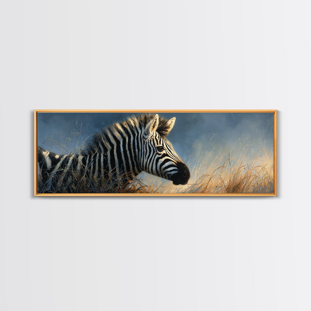 Zebra Portrait with Bold Graphic Stripe Pattern Canvas Print, Animal Art, Nursery Wall Art, Living Room Decor, Creature, ANI-3x1-33