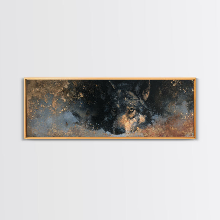 Wolf Silhouette Beneath a Star Filled Sky Canvas Print, Animal Art, Printable, Living Room Decor, Fine Art, Creature, ANI-3x1-38