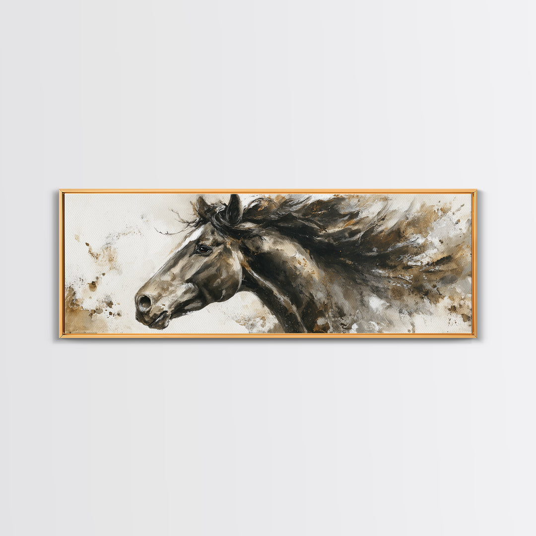 Majestic Horse Head Framed Canvas Print, Animal Art, Printable, Living Room Decor, Abstract Art, Creature, Nursery, ANI-3x1-67