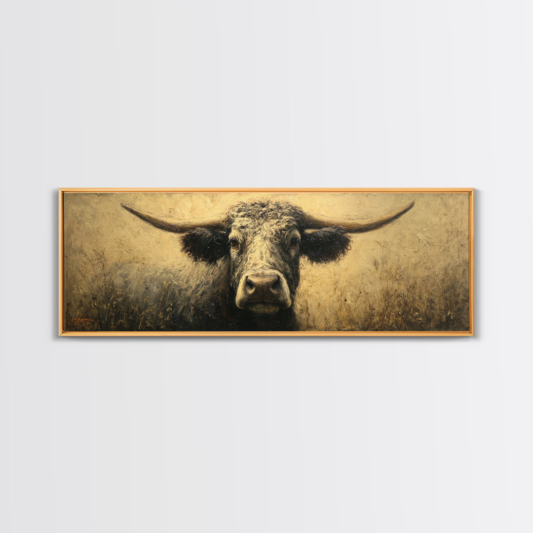 Gentle Cow Portrait Canvas Print, Animal Art, Printable Wall Art, Living Room Decor, Fine Art, Creature, Boho Wall Art, ANI-3x1-71