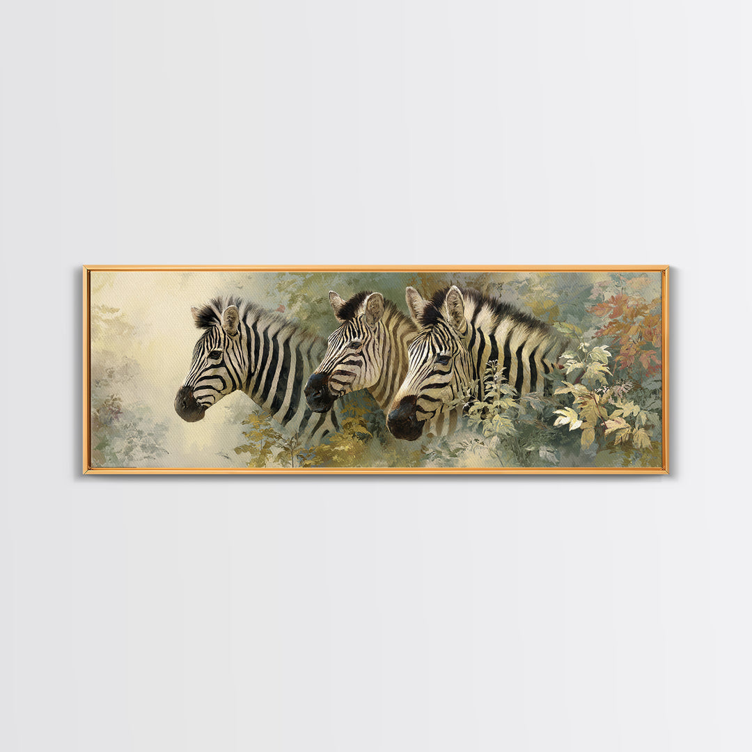 Zebra Portrait with Bold Graphic Stripe Pattern Framed Canvas Print, Animal Art, Living Room Decor, Fine Art, Creature, ANI-3x1-81