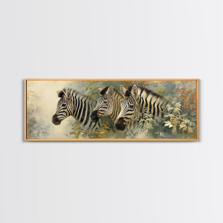Zebra Portrait with Bold Graphic Stripe Pattern Framed Canvas Print, Animal Art, Living Room Decor, Fine Art, Creature, ANI-3x1-81