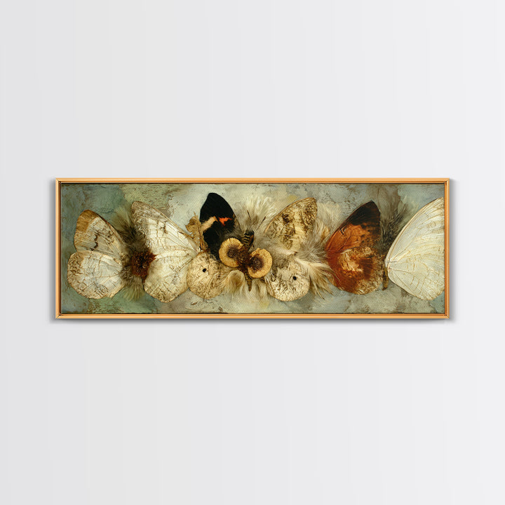 Butterfly Specimen Composition Framed Canvas Print, Animal Art, Digital Art, Living Room Decor, Creature, Farmhouse Decor, ANI-3x1-87