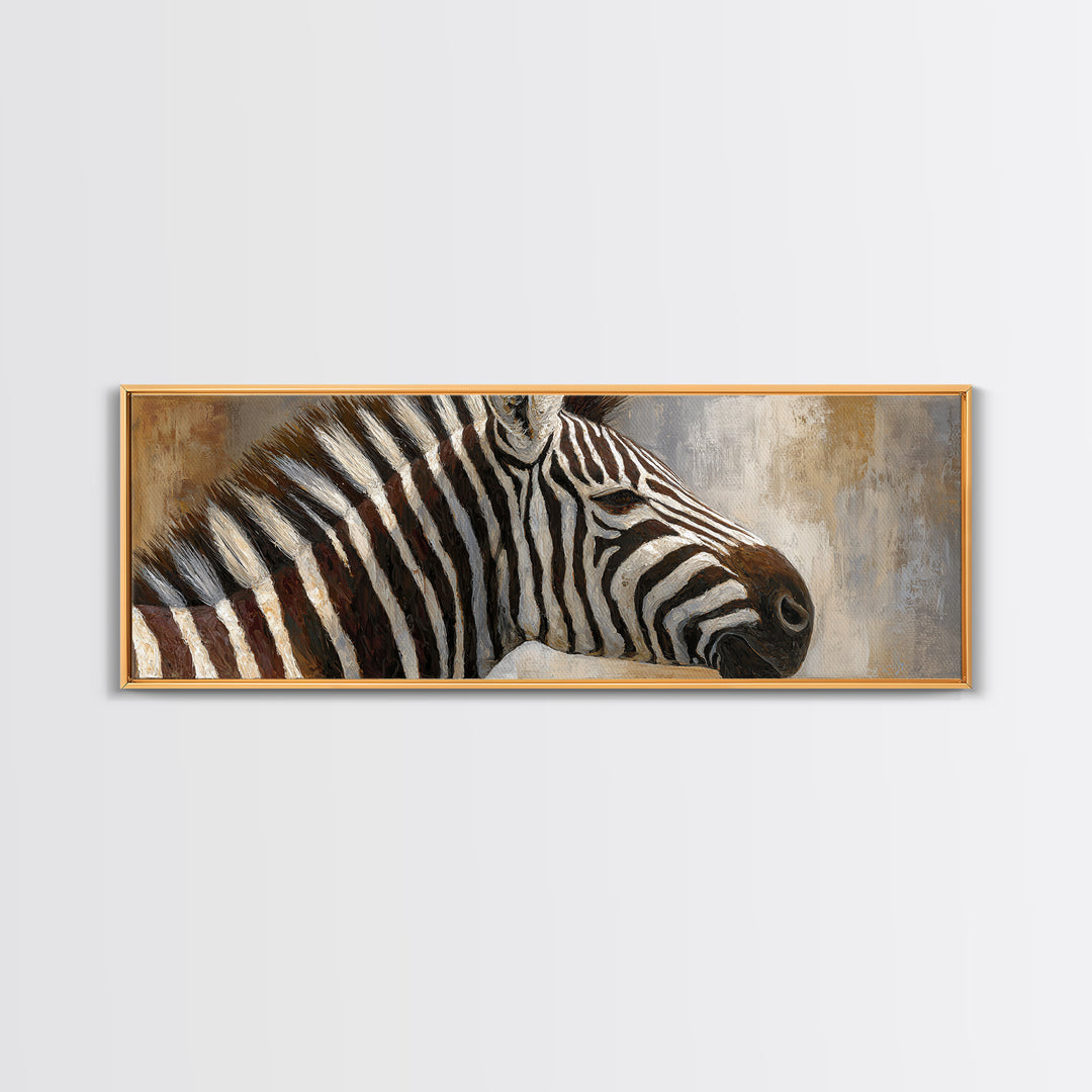 Zebra Portrait with Bold Graphic Stripe Pattern Canvas Print, Animal Art, Original Painting, Living Room Decor, Creature, ANI-3x1-9