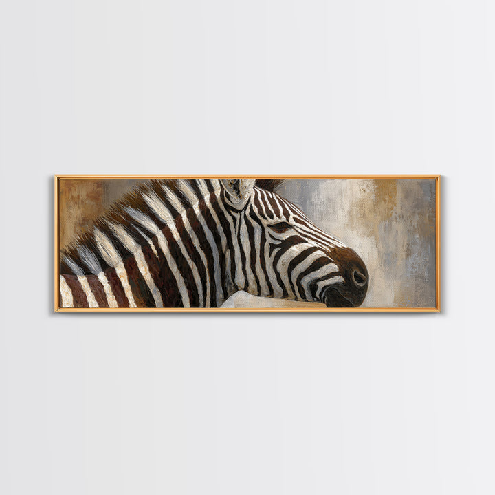 Zebra Portrait with Bold Graphic Stripe Pattern Canvas Print, Animal Art, Original Painting, Living Room Decor, Creature, ANI-3x1-9