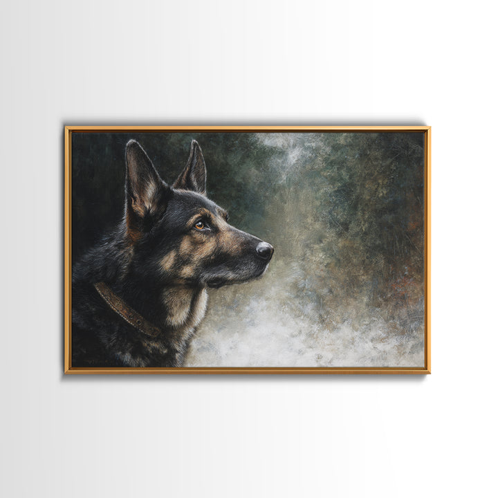 Dog Portrait with Painterly Collar and Loyal Canvas Print, Animal Art, Digital Print, Living Room Decor, Oil Painting, Creature, ANI-3x2-17