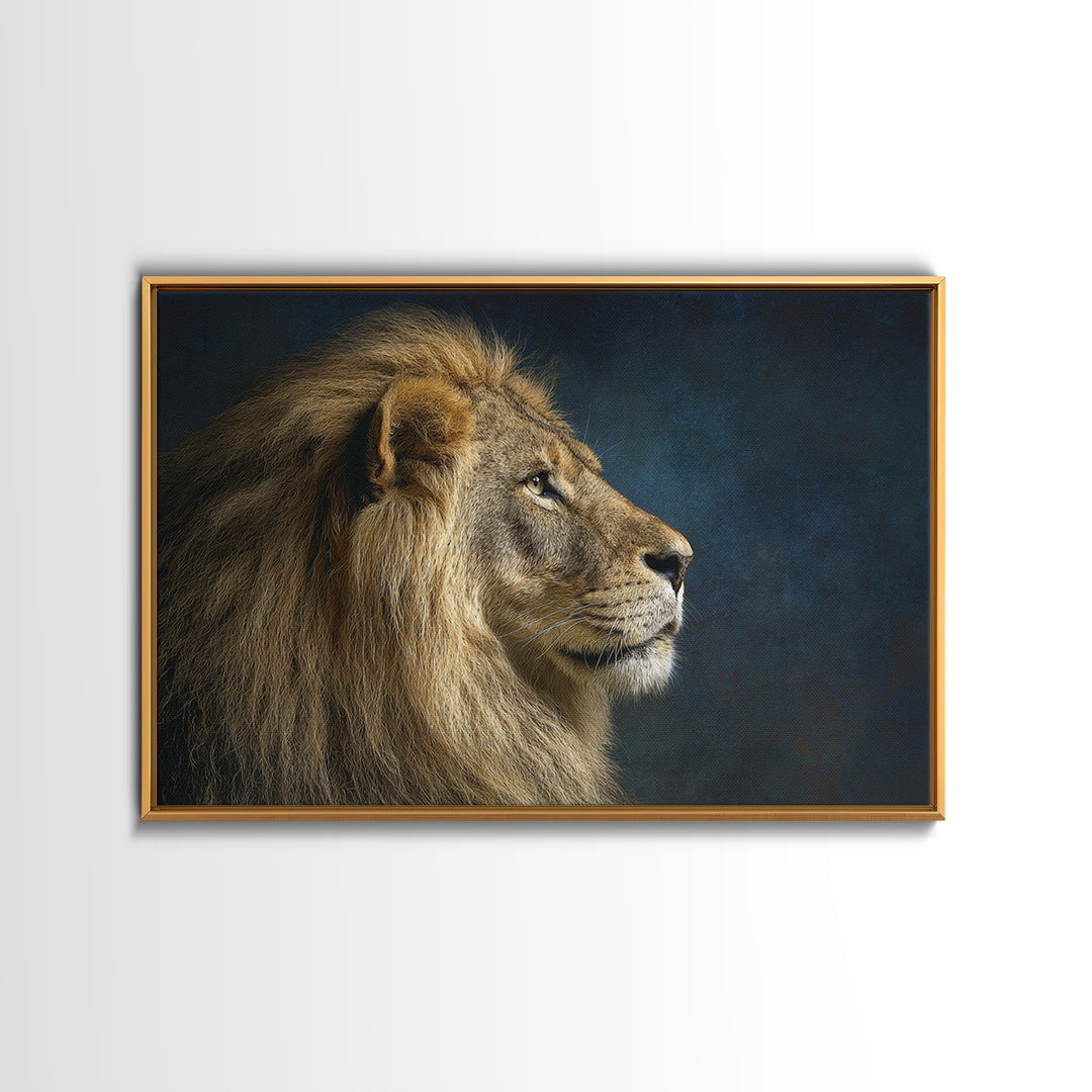 Regal Lion Profile Canvas Print, Animal Art, Living Room Decor, Oil Painting, Creature, Fine Art Print, Statement Artwork, ANI-3x2-37