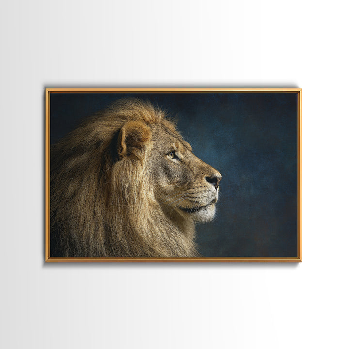 Regal Lion Profile Canvas Print, Animal Art, Living Room Decor, Oil Painting, Creature, Fine Art Print, Statement Artwork, ANI-3x2-37