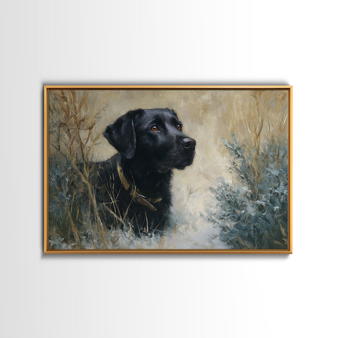 Dog Portrait with Painterly Collar and Loyal Framed Canvas Print, Animal Art, Boho Wall Art, Living Room Decor, Creature, ANI-3x2-65